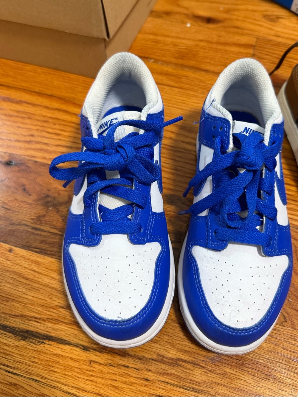 Nike Kids White and Blue Low-Top Sneakers